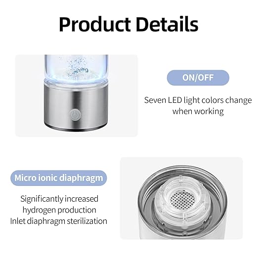 Hydrogen Water Bottle, 2024 Hydrogen Water Bottle Generator Improve Water in 3 Minutes, Hydrogen Water Machine with SPE PEM for Home, Travel, Office, Exercise, Daily Use