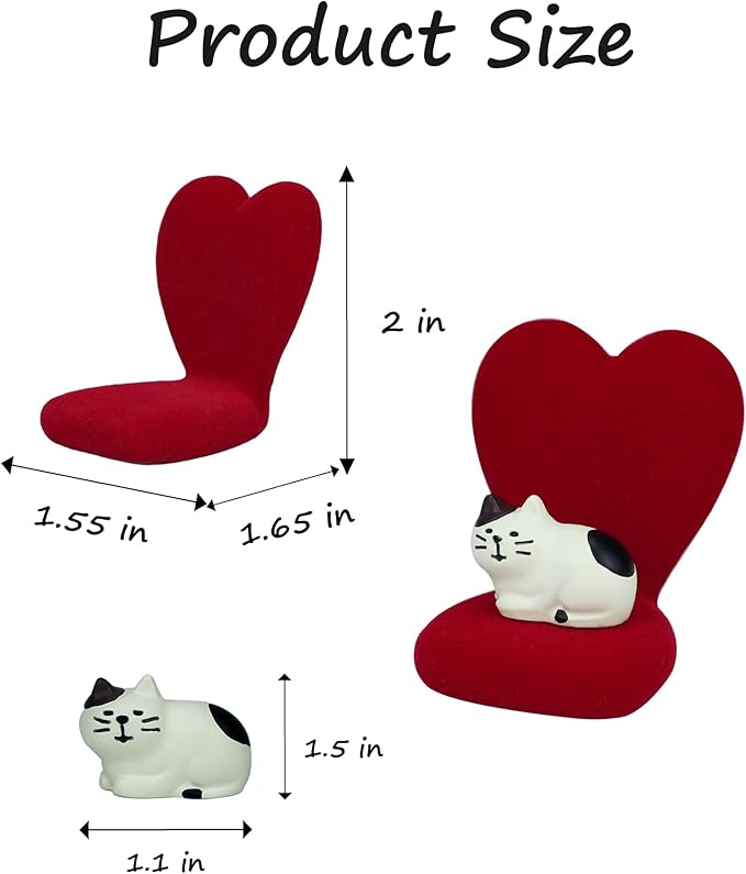 Cute Mini Cat Figurine with Small Sofa Resin Cat Figure for Office Home Decor - Cute Cat Gift for Cat Lovers (Love Shaped Sofa)