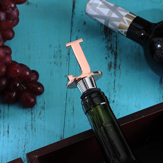 Miicol Wine Stopper, Prosecco Stopper, Wine Bottle Stopper, Personalised Champagne Stopper, Rose Gold Wine Accessories, Wine Lovers Gift, Monogram Gift, Letter J