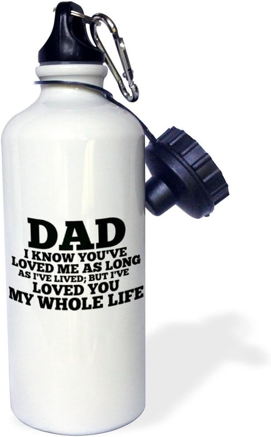 3dRose Dad-Love you my whole life Black-Sports Water Bottle, 21oz , 21 oz, Multicolor