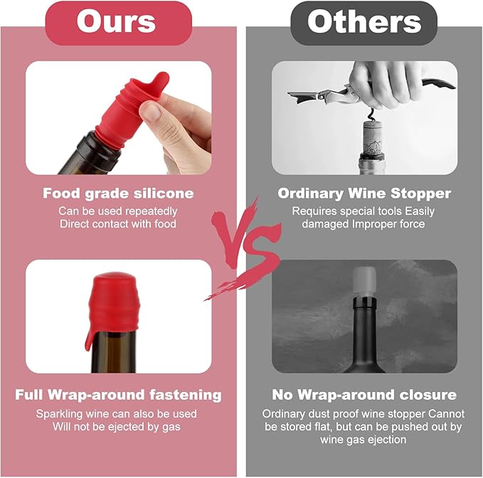 5 Pcs Multi-Layer Wine Bottle Corks, Silicone Wine Stopper Sealer Stopper for Keeping Wine Fresh, Reusable Sealing Bottle Stoppers for Glass Bottles Beer Champagne Wine Saver