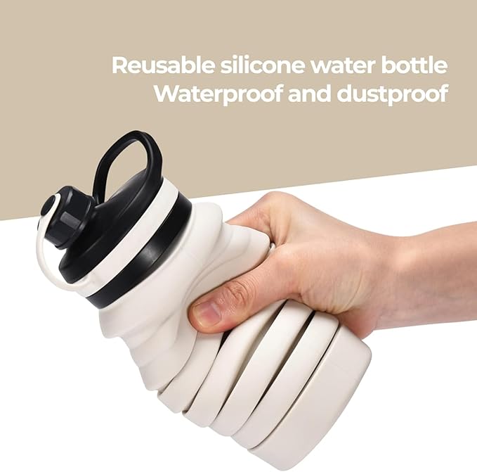 Hydrate Bottles Collapsible Water Bottle,Silicone Foldable Water Bottle,BPA Free, Portable, and Lightweight Design,Perfect for Indoor, Outdoor, Travel, Office, and Home, Leak-Proof, and Safe