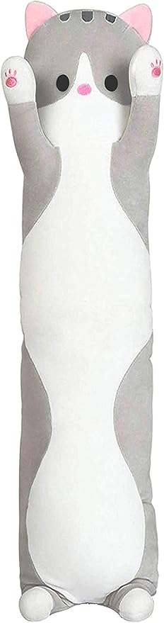Cartoon Cat Soft Plush Long Throw Pillow Lifelike Animal Neck Pillow Plush Toy