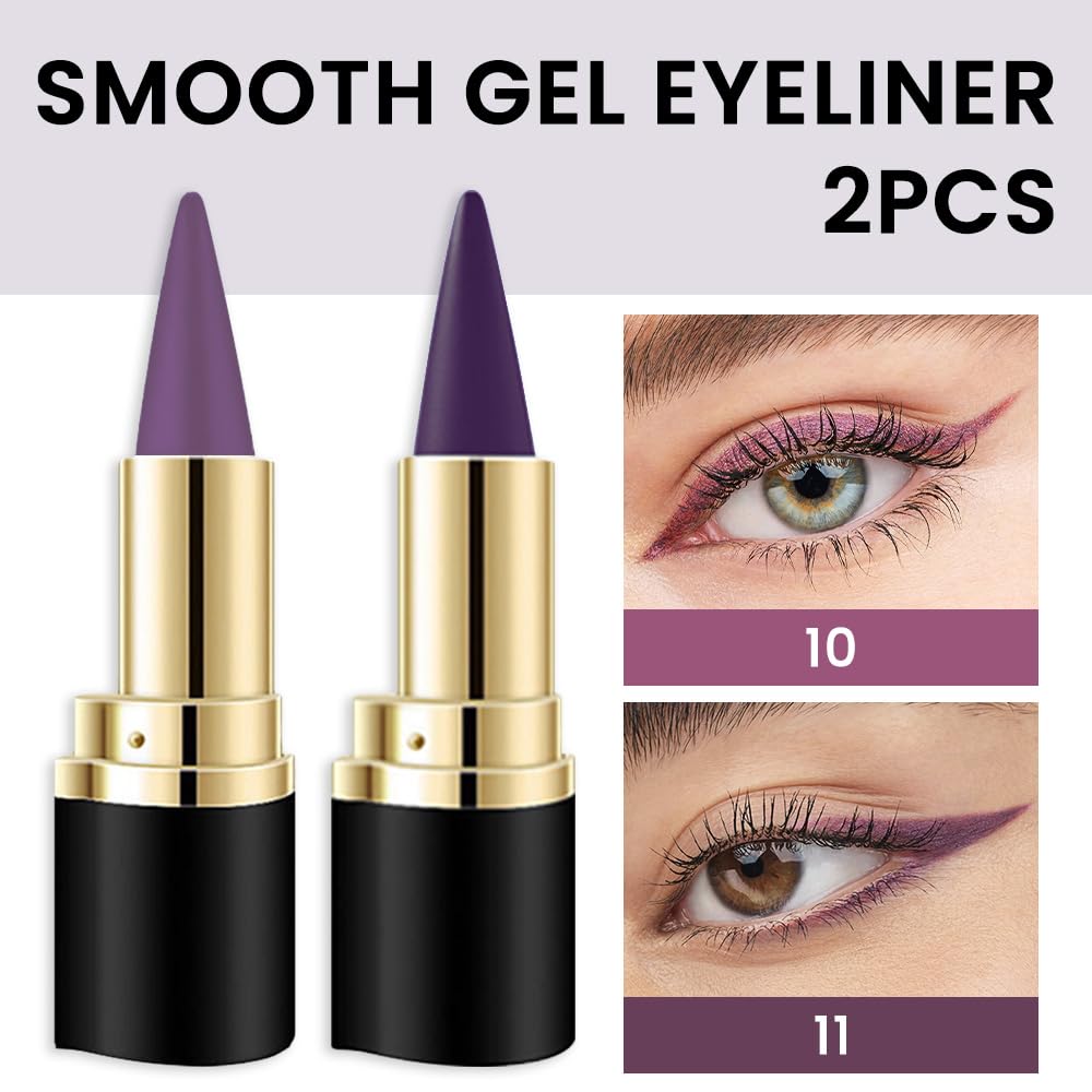 evpct 2Pcs Light Dark Purple Gel Eyeliner Pencils Eye Black Face Paint Stick Lipstick Halloween Makeup Set Waterproof Smudge Proof Eyeliner Pen Crayon Smokey Eye delineador de ojos contra el agua