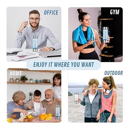 Hydrogen Water Bottle Generator - Up to 1800ppb Hydrogen Concentration - Rechargeable - Hydrogen Water Ionizer Machine with Gift Box, Silver