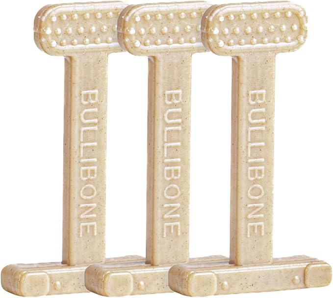 Bullibone Nylon Dog Chew Toy Nylon Bone - Improves Dental Hygiene, Easy to Grip Bottom, and Permeated with Flavor (Small - 3 Pack, Chicken)