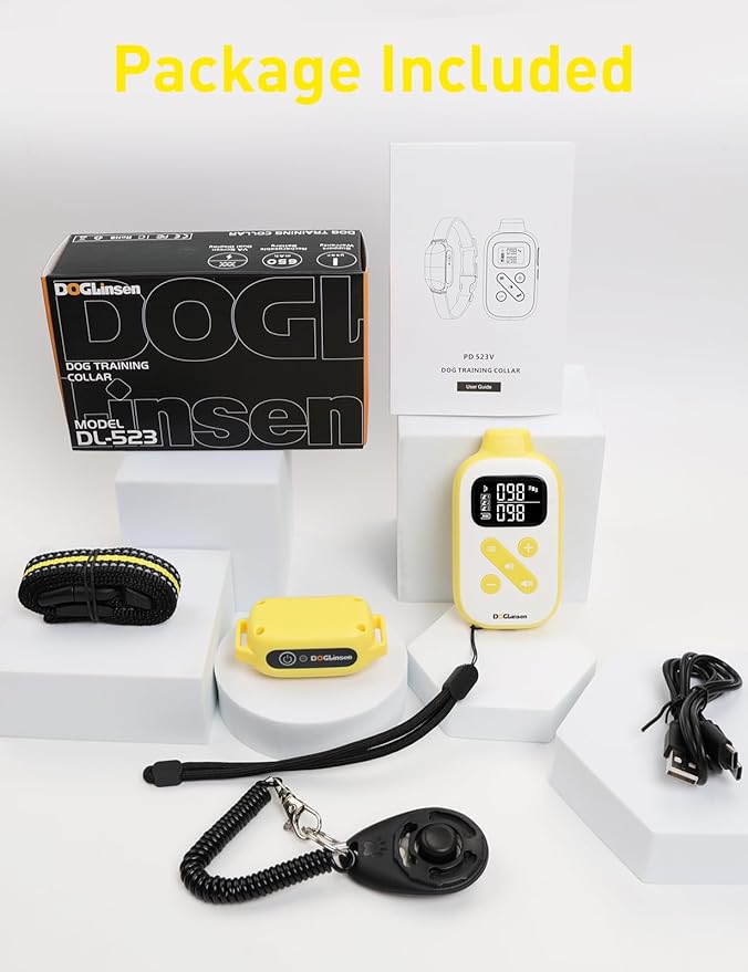 No Shock Dog Training Collar, Vibrating Dog Collar with Remote 2800Ft, Vibration Collar for Puppy Small Medium Large Dogs - No Prongs (Yellow)