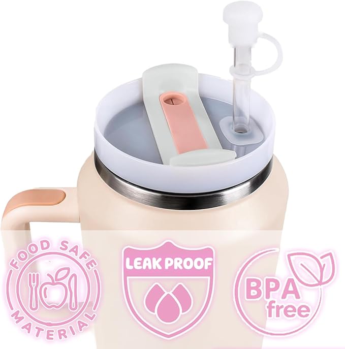 5 Set Spill Stopper for Stanley Cup 40oz/30oz/20oz/64oz, Leak Proof Accessories for Tumbler Quencher H2.0 & 1.0, Anti Leak Straw Cover Kit for Stanley