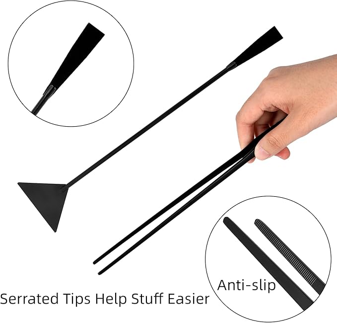 Aquarium Aquascaping Tool Stainless Steel Aquascape Tools Kit 4 in 1 Anti-Rust Fish Tank Starter Kit with Tweezers Scissors Spatula for Aquarium Plants (Black)