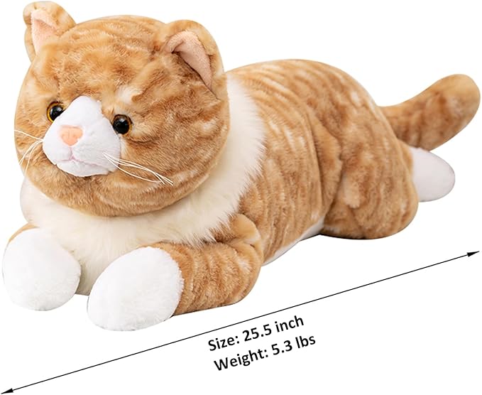 Cat Weighted Stuffed Animals, 5.3 lbs 25.5 inch Weighted Cat Plush Toy Realistic Plush Animals Pillow Gifts for Adults and Kids