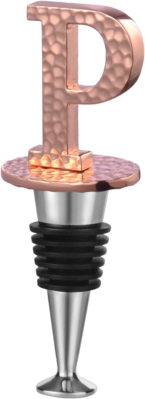 Miicol Wine Bottle Stopper, Prosecco Stopper, Rose Gold Wine Stopper, Personalised Champagne Stopper, Initial Wine Stopper, Funny Prosecco Gift, Wine Lovers Gift, Letter P