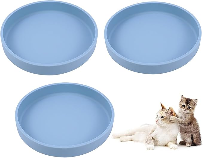 Silicone Dog Bowl Shallow Cat Food Bowls, 6 Inch Wide Cat Bowls Whisker Friendly, No Spill Less Mess Dog Plates for Dry and Wet Food, Set of 3 Puppy Bowls for Small Dogs and Cats