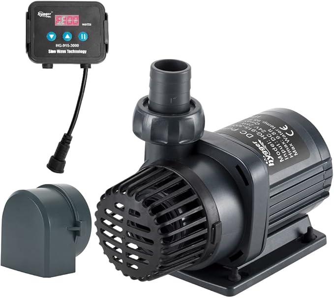 Hygger 24V DC Inline/Submersible Saltwater Aquarium Pump With LCD Display Controller - 1060 GPH Return Pump For Coral Reef Tank Sump