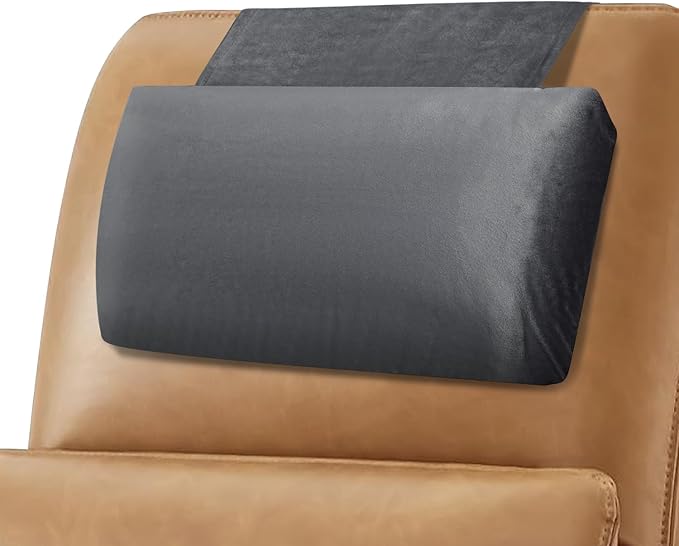 Head Recliner Pillow Adjustable Shredded Memory Foam Headrest Pillow for Recliners,Non-Slip Velvet Cushion for Pain Relief Neck Support Pillow for Travel Home Recliner Sofa Armchair with Zipper Cover