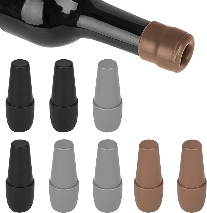 9 Pcs YiRayon Wine Bottle Stoppers, Reusable Silicone Wine Seal Stopper Unbreakable Wine Corks Beverages Beer Champagne Red Wine Bottle Covers to Keep Wine Fresh