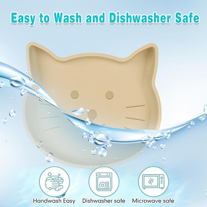 Silicone Dog Bowl Shallow Cat Bowls Set of 3, 7 Inch Wide Whisker Fatigue Flat Puppy Bowls for Small Dogs and Cats, No Spill Less Mess Cat Dog Plates with Suction Cup for Dry and Wet Food