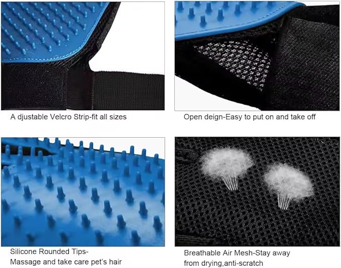 [Pair of 2] Pet Grooming Gloves for Dogs & Cats – Efficient Deshedding Brush Mitts for Both Hands – Gentle Dog & Cat Hair Remover for Shedding, Bathing & Grooming