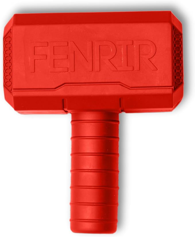 Fenrir Hammer Dog Chew Toy Strong Rubber Stuffable Enrichment Toy for Chewers (Red, Medium)