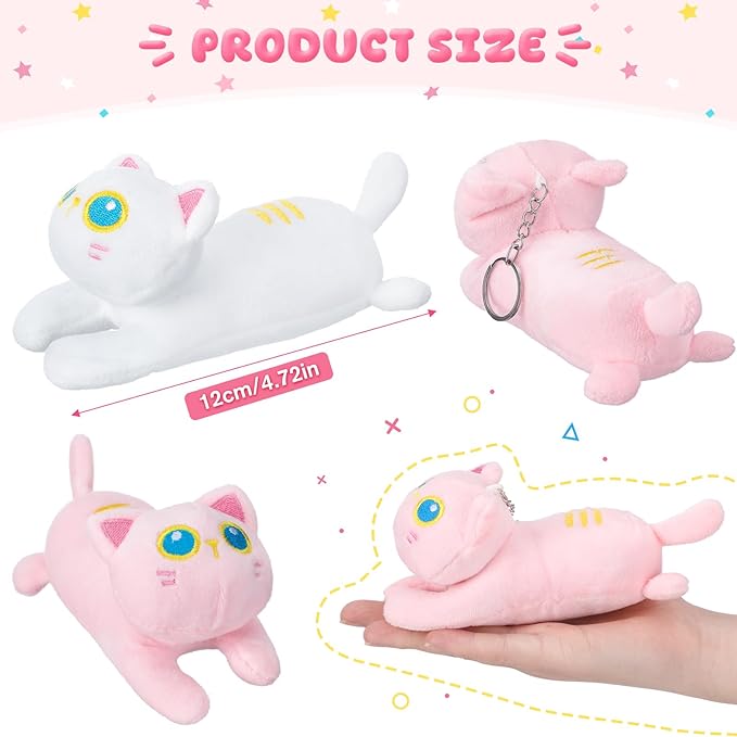 Zomiboo 9 Pcs Cat Stuffed Animals Bulk Mini Plush Cat Pig Stuffed Kitten Soft Doll Piggy Plush Toys Ornament for DIY Keychain Halloween Classroom School Pet Animals Party Favors(Cat Style)