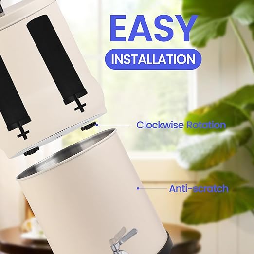 Amwater NSF/ANSI 42&372 Certification 2.25Gallon Stainless Steel Gravity-Fed Filter System,304 Stainless Steel Countertop System