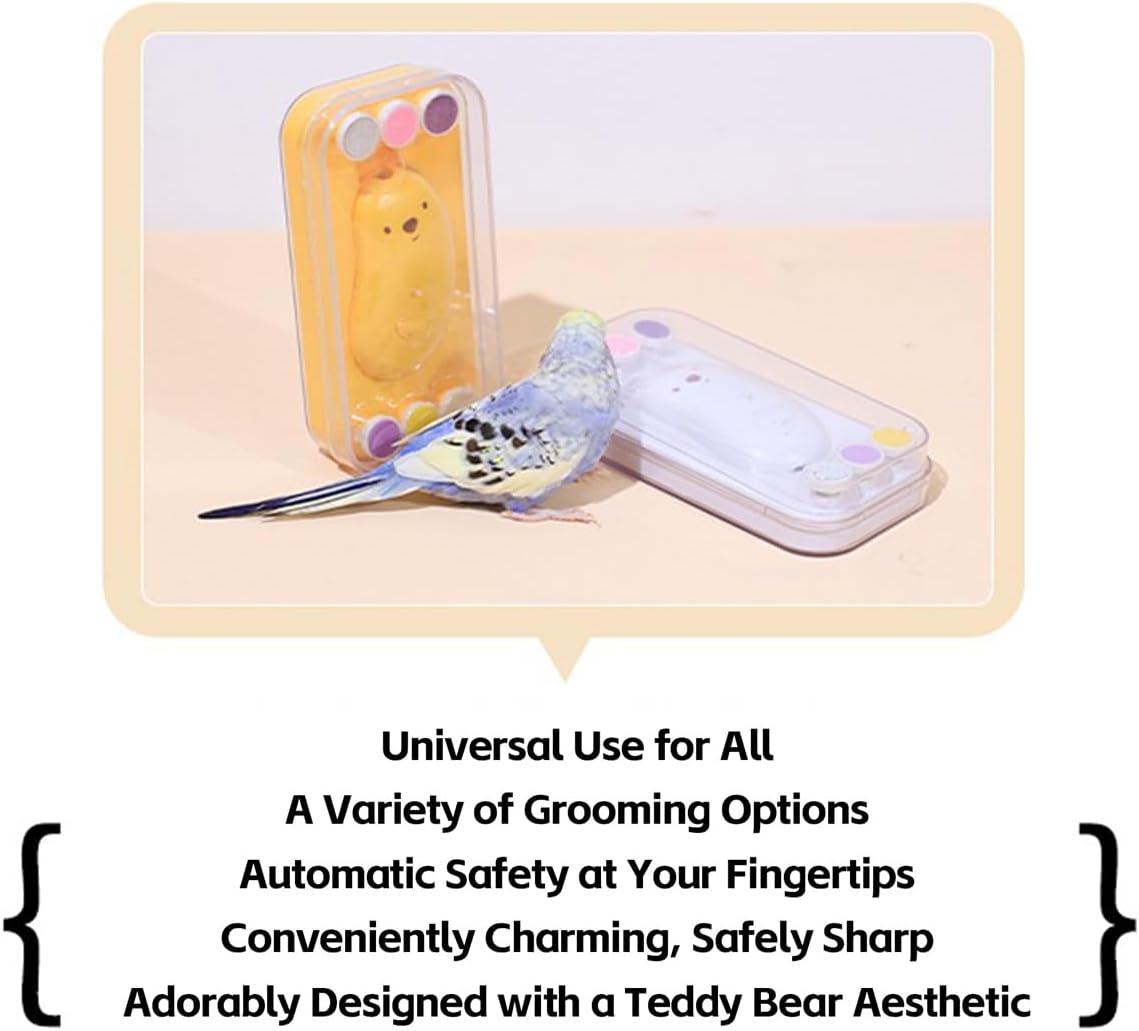 MANON ROSA Bird Nail Grinder, Bird Beak Grinder- Safe and Quiet Bird Nail Care Tool, Complete Grooming Kit for Parrots Conures Cockatiels Finches Parakeets, Premium Beak Maintenance (White)