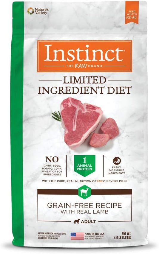 Instinct Limited Ingredient Diet, Natural Dry Dog Food, Grain Free Recipe - Real Lamb, 4 lb. Bag