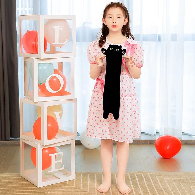 Soft Plush Cat Body Pillow, Long Stuffed Animal Toy Kitten Throw Pillow Gift for Kids, Girlfriend (50CM,Black)