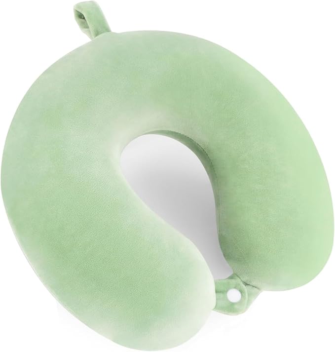 Travel Pillow - Memory Foam Neck Pillow Support Pillow,Luxury Compact & Lightweight Quick Pack for Camping,Sleeping Rest Cushion (Green)