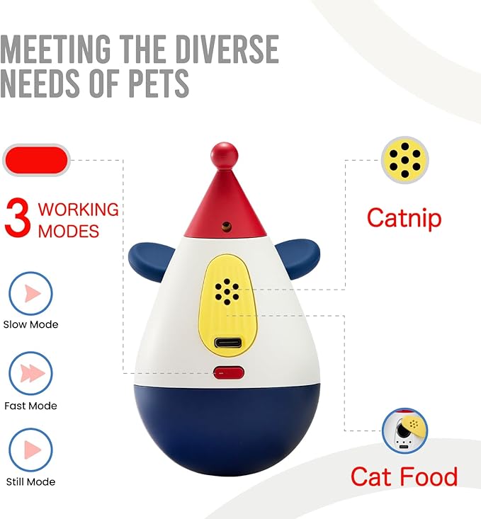 Laser Cat Toys for Indoor Cats, Automatic Interactive Cat Toy, Rechargeable 360° Auto-Spin Self-Balancing Laser Pointer with Catnip Hole & Feather, 3-Speed Random Trajectories for Bored Cats