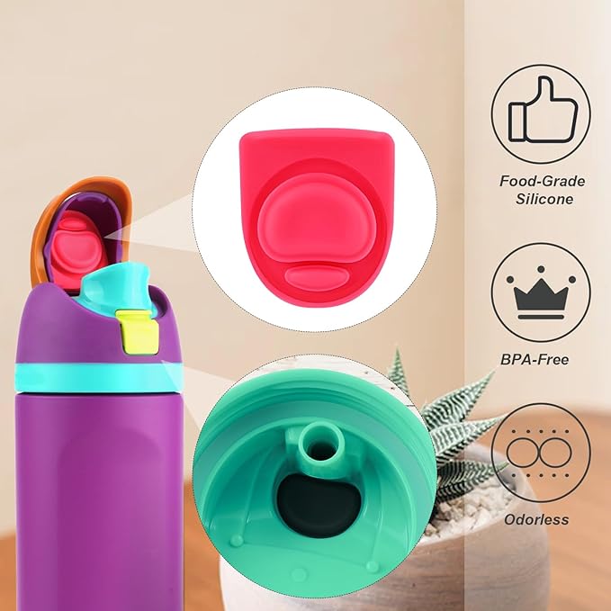 4pcs Bottle Seal Ring & Replacement Stopper for Owala FreeSip 19oz 24oz 32oz 40oz, Silicone O Ring Water Rubber Lid Parts, Cap Mouth Plug Gasket Accessories, BPA-Free (Carmine)