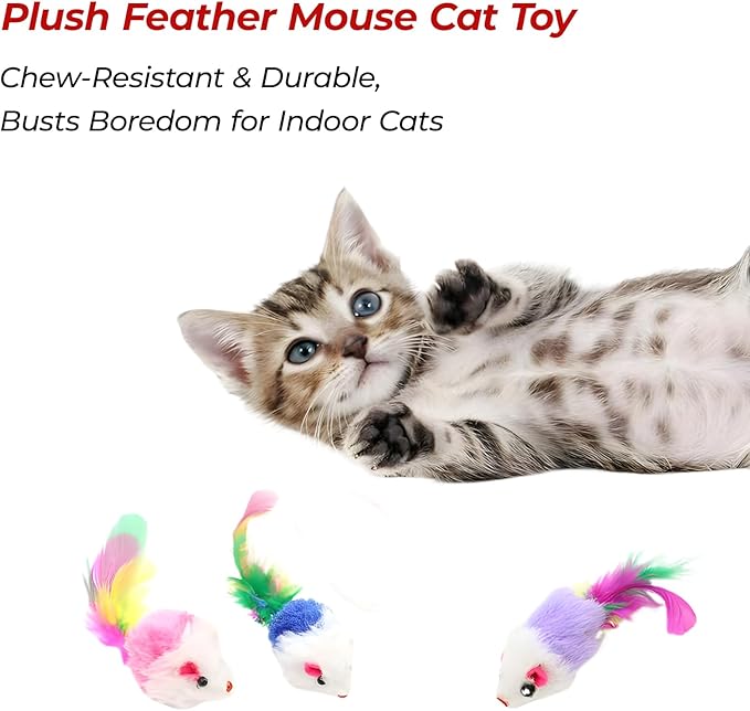 3-Pack Interactive Cat Toys Ball ＆Dog Toys Ball,360° Auto-Rotation Smart Obstacle Avoidance,Includes 8 Cat Spiral Spring＆1 Furry Cat Toy Mice,Ideal Kitten Toys for Bored Indoor Cats(Red Blue Orange)