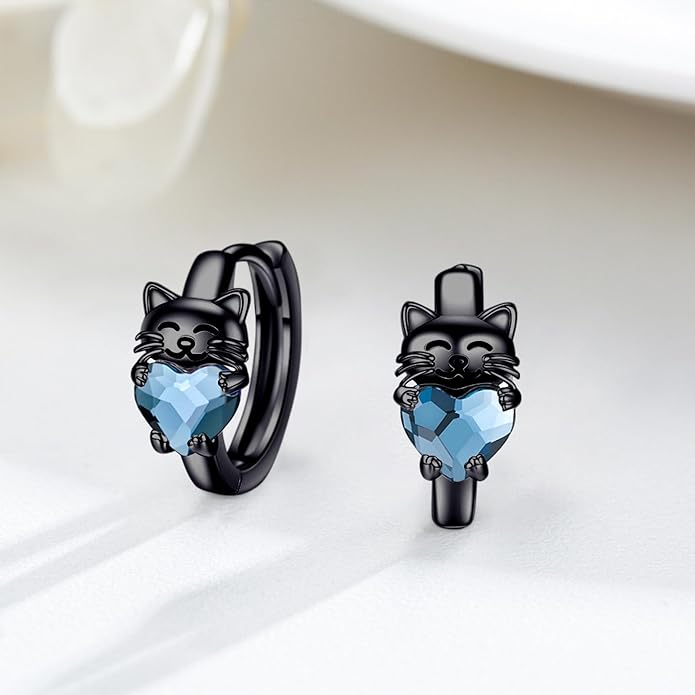 925 Sterling Silver Cat Earrings Cute Animal Kitten Stud Earrings cat Jewelry Gifts for Women Girls Hypoallergenic Earrings for Sensitive Ears