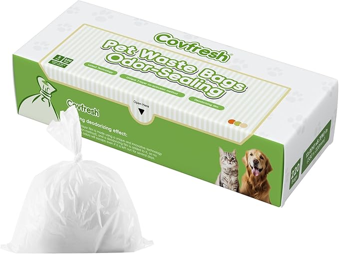 Odor-Sealing Dog Poop Bags, S/200-Count Leakproof & Durable Dog Waste Bags, Block Smells, Unscented (Color:White)