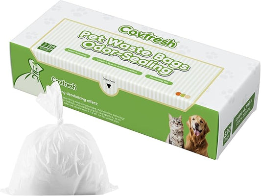 Odor-Sealing Dog Poop Bags, S/200-Count Leakproof & Durable Dog Waste Bags, Block Smells, Unscented (Color:White)