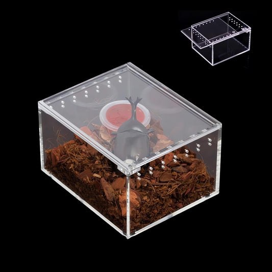 Insect breeding Box Reptile Feeding Box, Waterproof Enclosure Enclosure for arboreal Tarantula Scorpion Sling Lizards Snake Gecko Jumping Spider Snail Isopods (3.9 * 3.3 * 2.3inch)