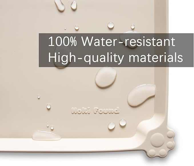 Hoki Found Silicone Pet Food Mats Tray - High-Lips Pet Dog Cat Bowl Mats - Dog Pet Cat Feeding Mat - Waterproof Dog Cat Food Mats -Pet Water Mats for Floors - Papayawhip