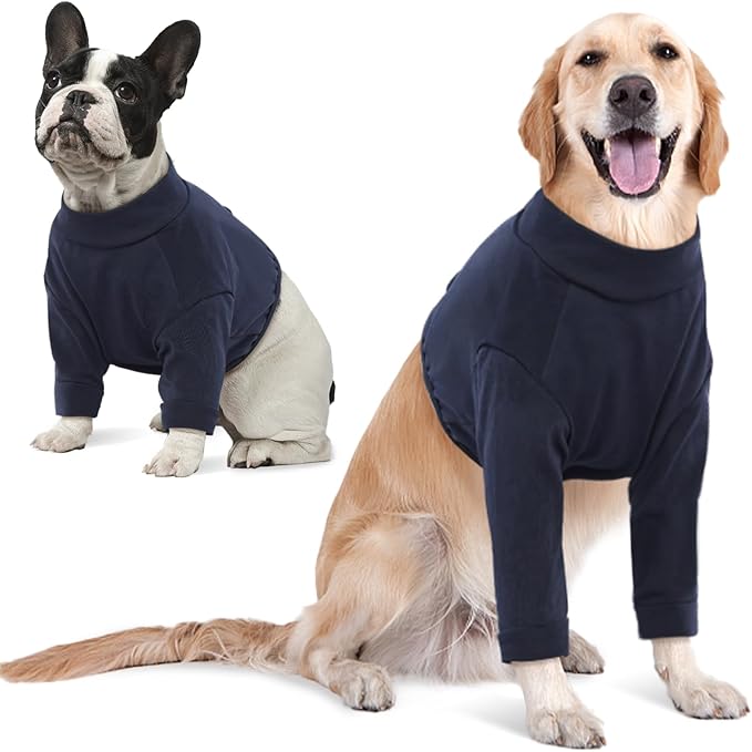 IDOMIK Dog Recovery Suit, Dog Surgery Recovery Suit Front Legs, Comfy Joint Leg Sleeves After Surgery, Elbow Braces Protector for Leg Injuries & Joint Pain, Cone Collar Alternatives,Navy,L