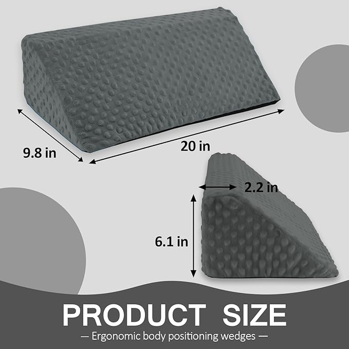 Wedge Pillow for Side Sleeping, Body Positioning Foam Wedge Pillow, Side Wedge Pillow for Sleeping Non-Slip Back Positioning Pillow for Bed Sore Wedge (Dark Gray)