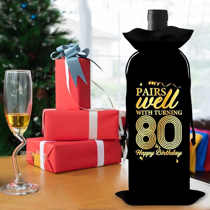80th Birthday Gifts Wine Bag Congratulations Gifts for Women Men Parents Mom Dad Anniversary Favors 1944 Birthday Wine Gift Bag