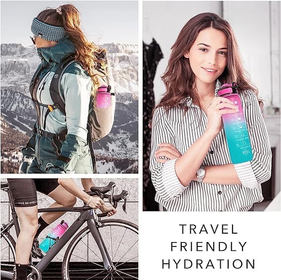 I Am The Storm Sugar Skull 32 OZ Drinking Water Bottle with Times to Drink and Straw, Motivational with Carrying Strap, Leakproof BPA & Toxic Free, Ensure You Drink Enough Water for Outdoor