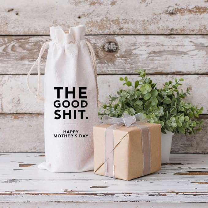 Andaz Press Happy Mother's Day Wine Bag, The Good Shit Wine Bottle Cover, Mother's Day Gifts, Funny Gifts For Mom, Canvas Wine Bag Champagne Bottle Bag Wine Bottle Gifts For Women, New Mom, 1-Pack