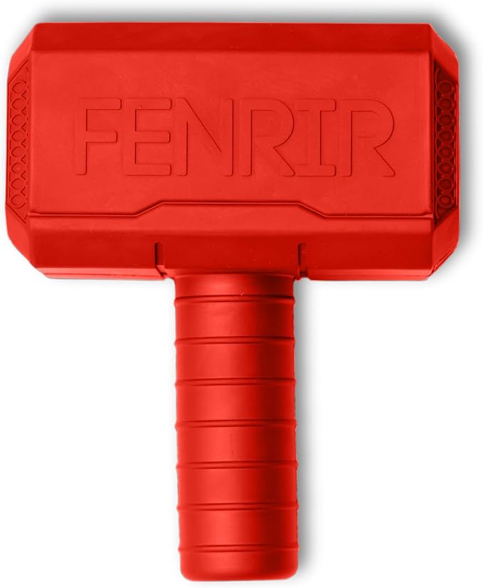 Fenrir Hammer Dog Chew Toy Strong Rubber Stuffable Enrichment Toy for Chewers (Red, Large)
