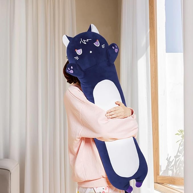 Long Cat Plush Body Pillow, Soft Cat Plush Toy Pillows for Kids, Stuffed Animals Cat Plushies Gifts for Girls Girlfriend(DevilCAT with Claws, 35.4in/90cm)