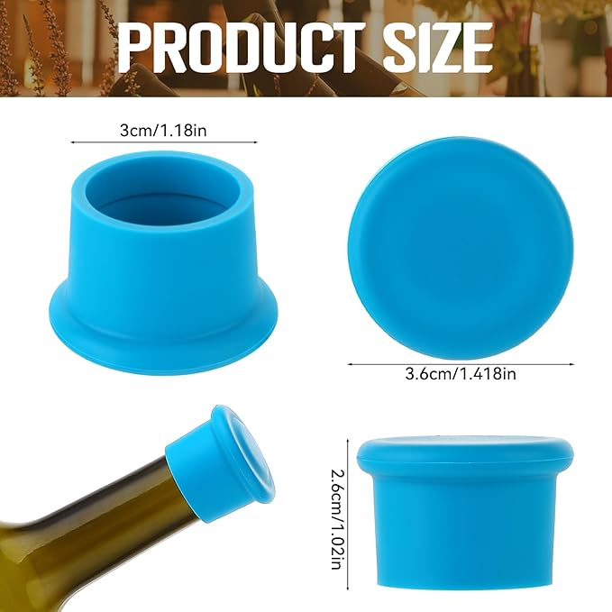 6 Pcs Wine Stoppers Reusable Silicone Glass Bottle Covers Champagne Saver Corks Leak Proof Sealing Bear Lids Tight Seal Unbreakable Wine Cap for Keep Beverage Fresh Sealed