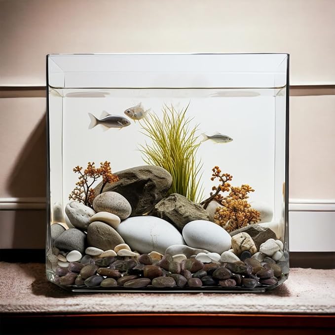 HappyFiller Natural Decorative Pebbles Polished Gravel Rocks Stones for Aquarium,Fish Turtle Tank,Outdoor Indoor Plants Top Dressing,Succulents Soil Cover,Garden Landscaping,2 LB,Red Mix