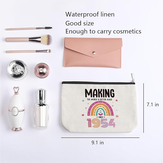 70th Birthday Gifts for Women, 70 Years Old Birthday Gifts Makeup Bag for Mom, Friend, Sister, Grandma, Travel Toiletry Makeup Organizer Zipper Pouch - Making The World a Better Place Since 1954