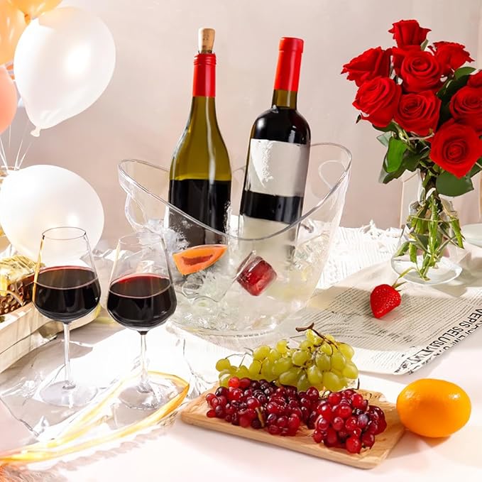 Ice Bucket 2 PCS, Acrylic Clear Wine Bucket 4 Liter Beverage Tub Champagne Wine Bucket for Parties and Drinks, Food Grade, Perfect for Wine, Champagne or Beer Bottles