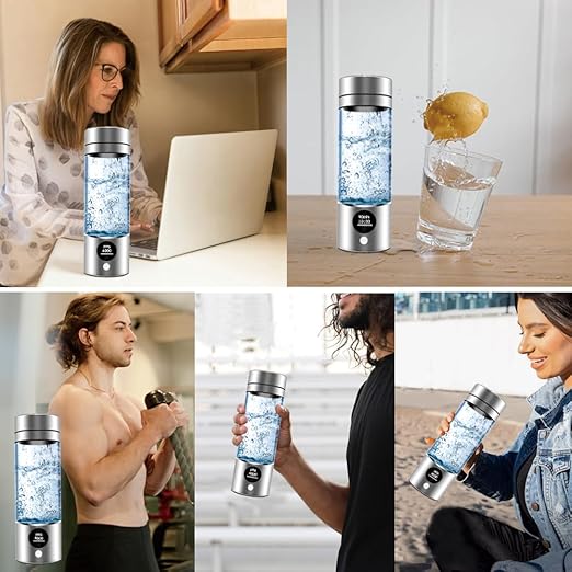 Hydrogen Water Bottle 4000+PPB, 4th Gen Hydrogen Water Generator Bottle with SPE PEM Technology Water Ionizer 5Min Quick Electrolysis, Hydrogen Rich Water Machine, Mothers Day Gifts for Mom (Silver)