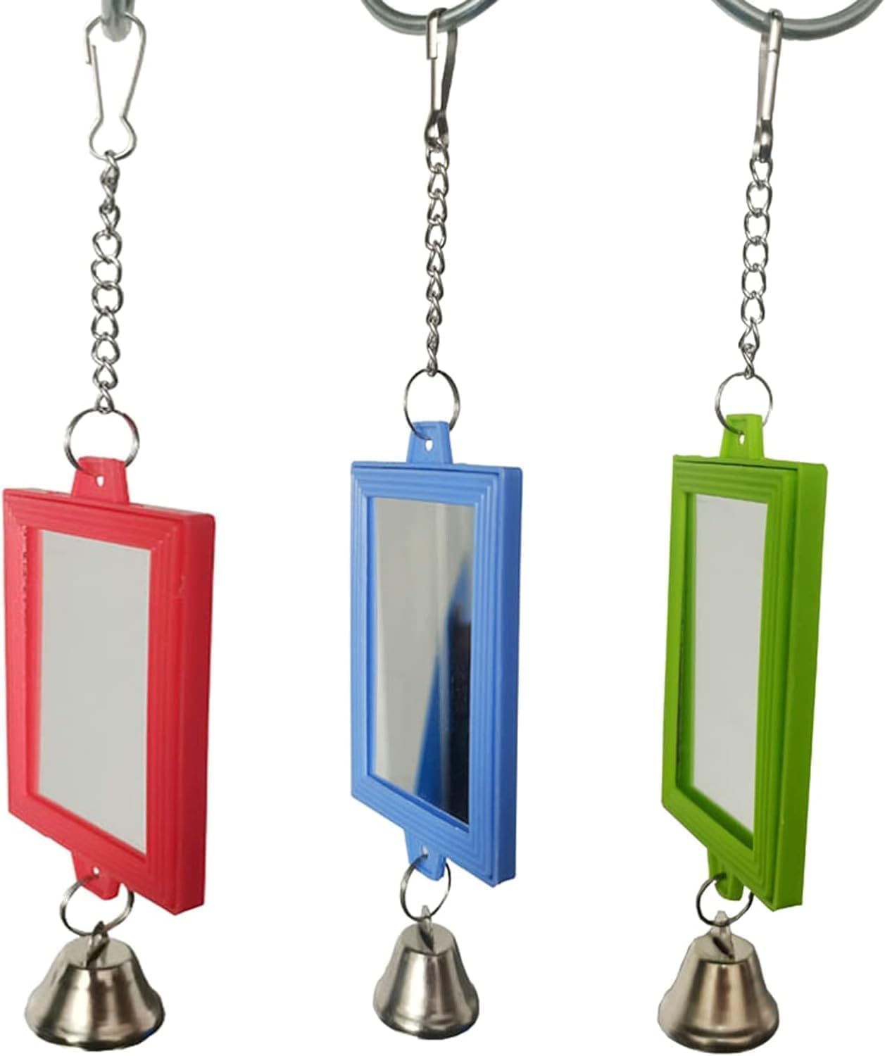 1Pc Random Color Pet Bird Mirror with Bell Interactive Parrot Toys for Budgies Parakeets Conures, Pet Supplies