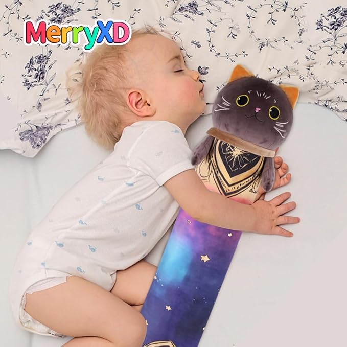 MerryXD Kawaii Long Cat Plush Body Pillow, 36”Soft Cute Black Stuffed Animals Plushies, Kids Big Doll Toys, Ideal Gifts for Cuddles,Girls,Girlfriend,Boys,Birthday,Christmas,Halloween,Valentine's Day